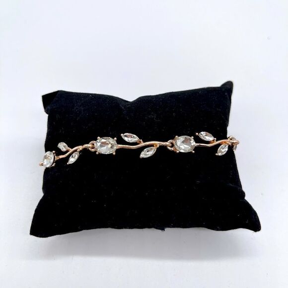 Vine Cubic Zirconia with Rose Gold / Rhodium Bracelet 8 inches - Picture 1 of 4